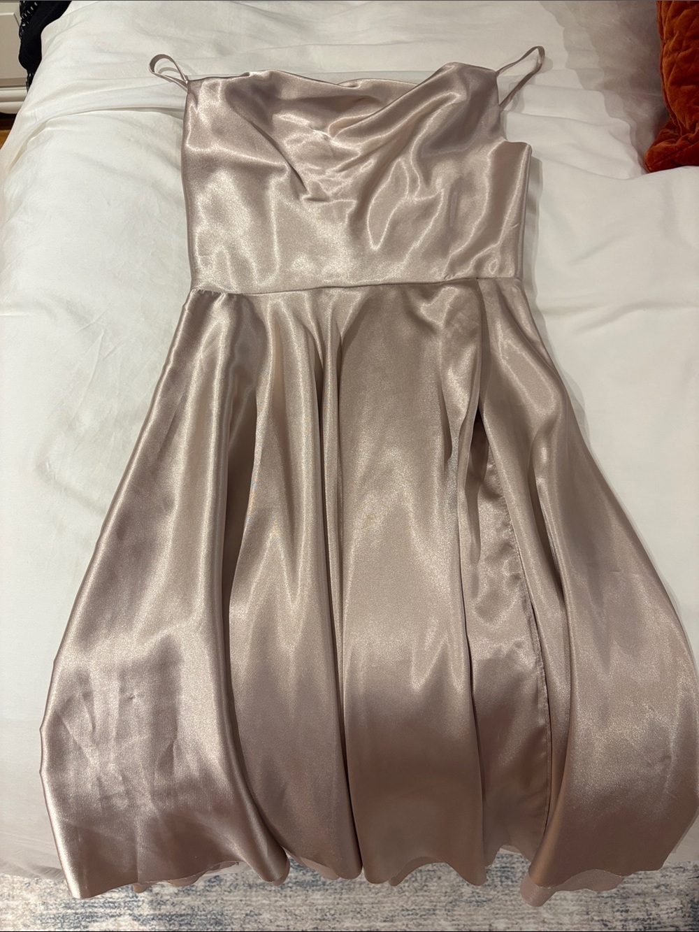 Girls Satin Spaghetti-Strap Formal Dress in Champagne Taupe